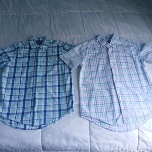 Set of Two Plaid Button-Up Shirts Boys Size 14